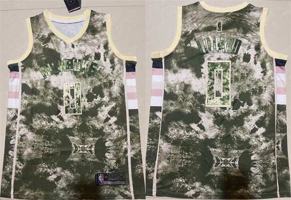 Milwaukee Bucks #0 Damian Lillard Green White Stitched Jersey - Zenithce