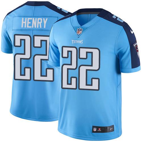Titans #22 Derrick Henry Light Blue Stitched Limited Rush Nike Jersey - Zenithce