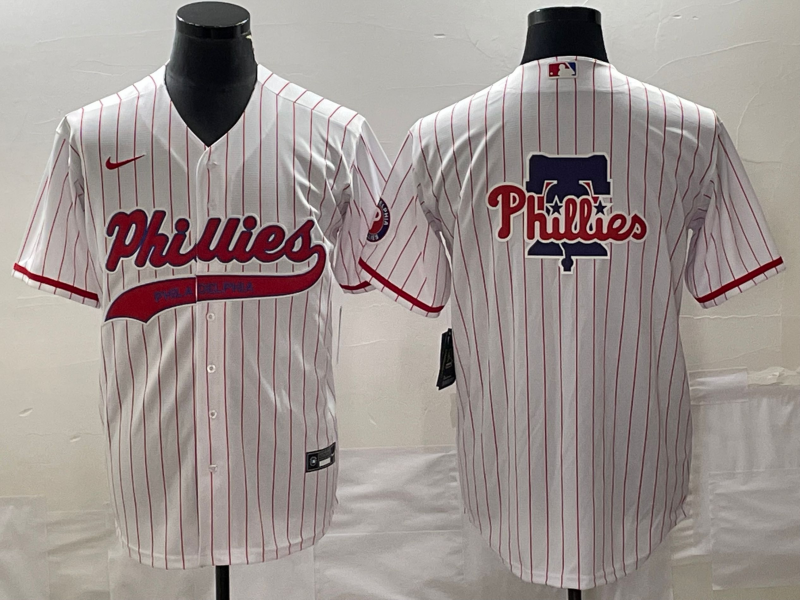 Philadelphia Phillies White Team Big Logo Cool Base Stitched Jersey - Zenithce