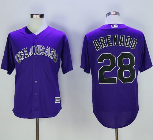 Rockies #28 Nolan Arenado Purple New Cool Base Stitched Jersey - Zenithce