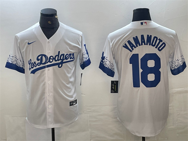 Los Angeles Dodgers #18 Yoshinobu Yamamoto White City Connect Cool Base Stitched Jersey - Zenithce