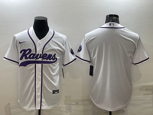 Baltimore Ravens Blank White With Patch Cool Base Stitched Baseball Jersey - Zenithce