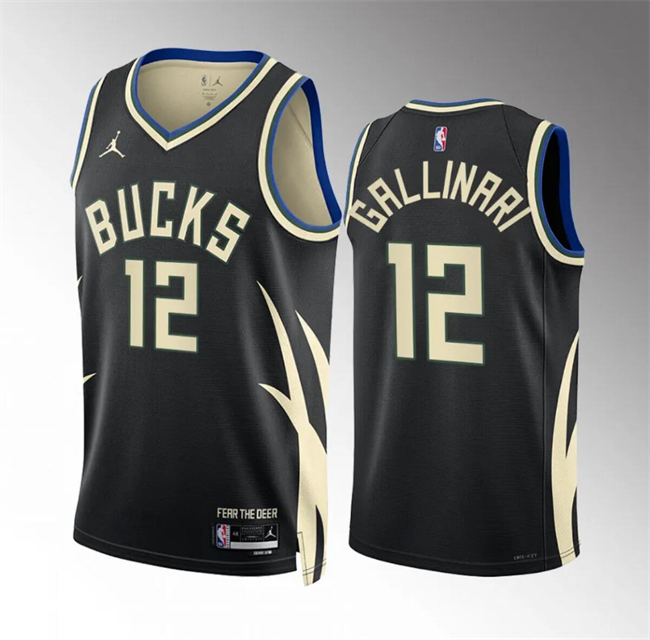Milwaukee Bucks #12 Danilo Gallinari Black Statement Edition Stitched Jersey - Zenithce
