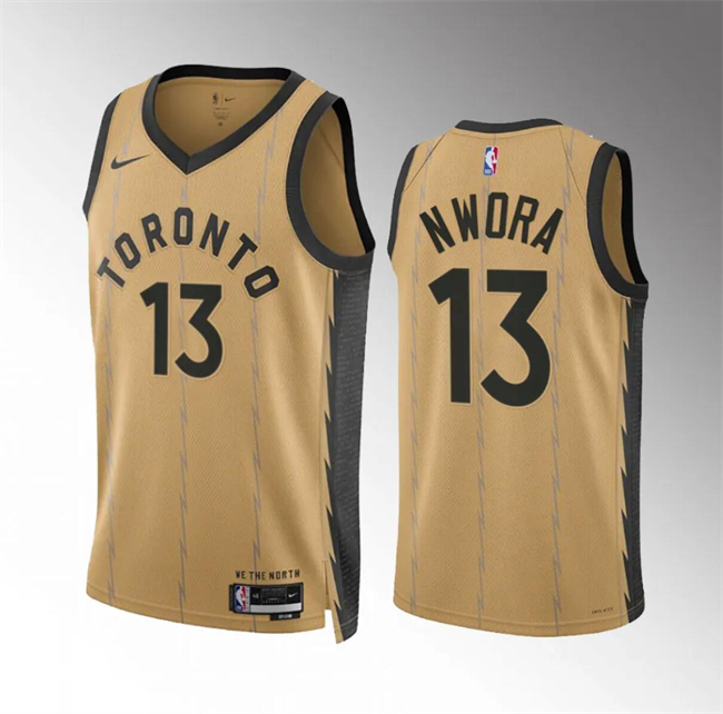 Toronto Raptors #13 Jordan Nwora Gold 2023-24 City Edition Stitched Jersey - Zenithce