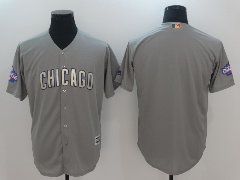 Chicago Cubs Blank Gray World Series Champions Gold Program Cool Base Stitched Jersey - Zenithce