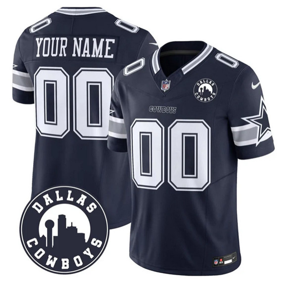 Dallas Cowboys Custom Navy 2025 F.U.S.E Dallas City Patch Vapor Untouchable Limited Stitched Game Jersey - Zenithce