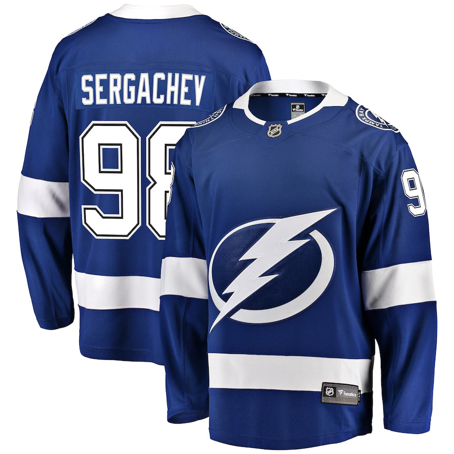 Tampa Bay Lightning #98 Mikhail Sergachev Blue Home Player Jersey - Zenithce