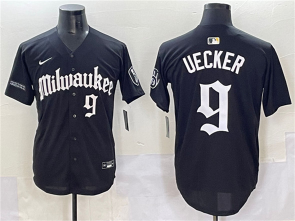 Milwaukee Brewers #9 Bob Uecker Black 'Gothic 414 Shadows Edition' Vapor Premier Limited Stitched Jersey - Zenithce