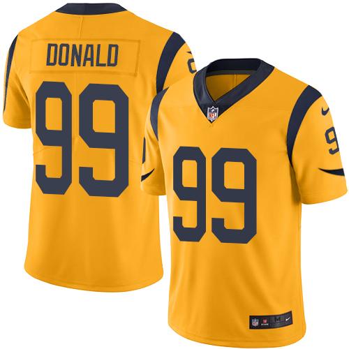 Rams #99 Aaron Donald Gold Stitched Limited Rush Nike Jersey - Zenithce