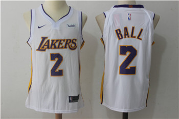 Los Angeles Lakers #2 Lonzo Ball White Stitched Jersey - Zenithce