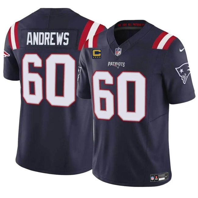 New England Patriots #60 David Andrews Navy 2024 F.U.S.E. With 4-Star C Patch Vapor Limited Stitched Jersey - Zenithce