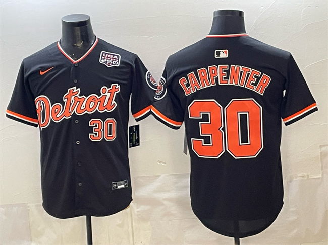 Detroit Tigers #30 Kerry Carpenter Black 2026 Alternate USA 250' Patch Vapor Premier Limited Stitched Jersey - Zenithce