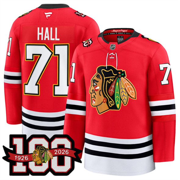 Chicago Blackhawks #71 Taylor Hall Red 2025 Home 100th Anniversary Stitched Jersey - Zenithce