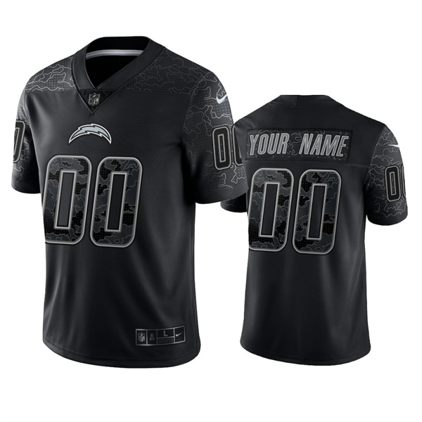 Los Angeles Chargers Customized Custom Black Reflective Limited Stitched Football Jersey - Zenithce