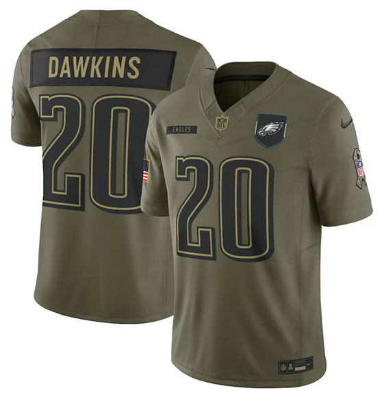 Philadelphia Eagles #20 Brian Dawkins Olive 2025 Salute to Service Limited Stitched Jersey - Zenithce