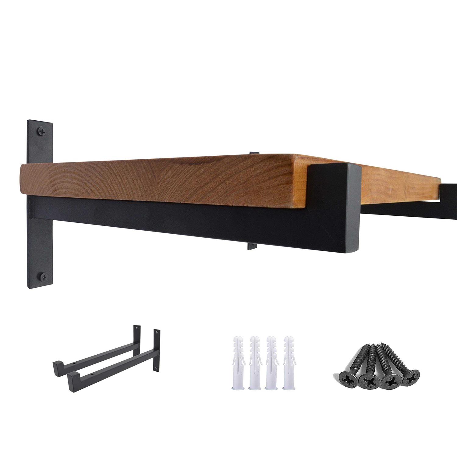 Ovov 2 Pcs Steel Heavy Duty Shelf Brackets Wall Mounted Industrial Metal Shelf Supports Matte - Zenithce