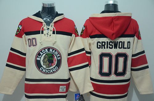 Blackhawks #00 Clark Griswold Cream Sawyer Hooded Sweatshirt Stitched Jersey - Zenithce