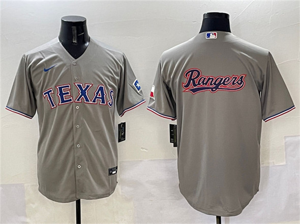 Texas Rangers Team Big Logo Gray With Patch Cool Base Stitched Jersey - Zenithce