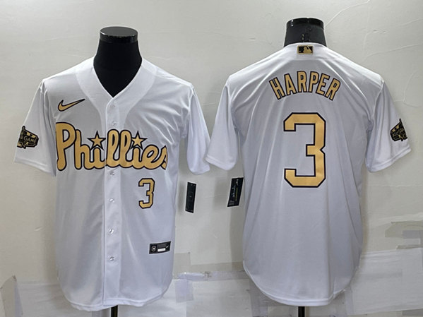 Philadelphia Phillies #3 Bryce Harper White 2022 All-Star Cool Base Stitched Baseball Jersey - Zenithce
