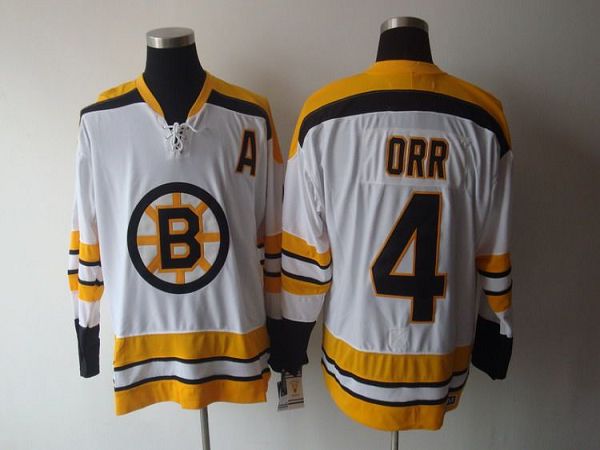 Bruins #4 Bobby Orr CCM Throwback White Stitched Jersey - Zenithce