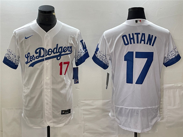 Los Angeles Dodgers #17 Shohei Ohtani White City Connect Flex Base With Patch Stitched Jersey - Zenithce