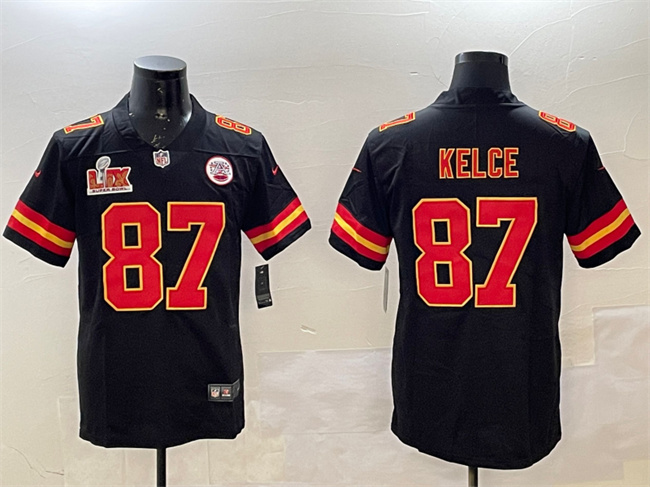 Kansas City Chiefs #87 Travis Kelce Black 2025 Super Bowl LIX Patch Vapor Untouchable Limited Stitched Jersey - Zenithce