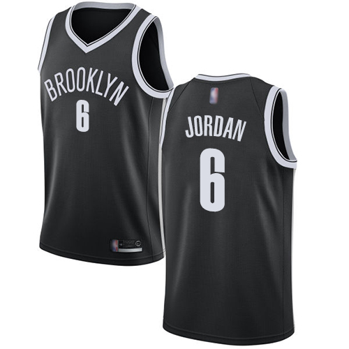Nets #6 DeAndre Jordan Black Swingman Icon Edition Jersey - Zenithce