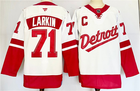 Detroit Red Wings #71 Dylan Larkin White Red 2024-25 With C Patch Stitched Jersey - Zenithce
