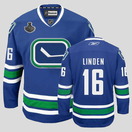 Canucks 2011 Stanley Cup Finals #16 Trevor Linden Blue Third Stitched Jersey - Zenithce