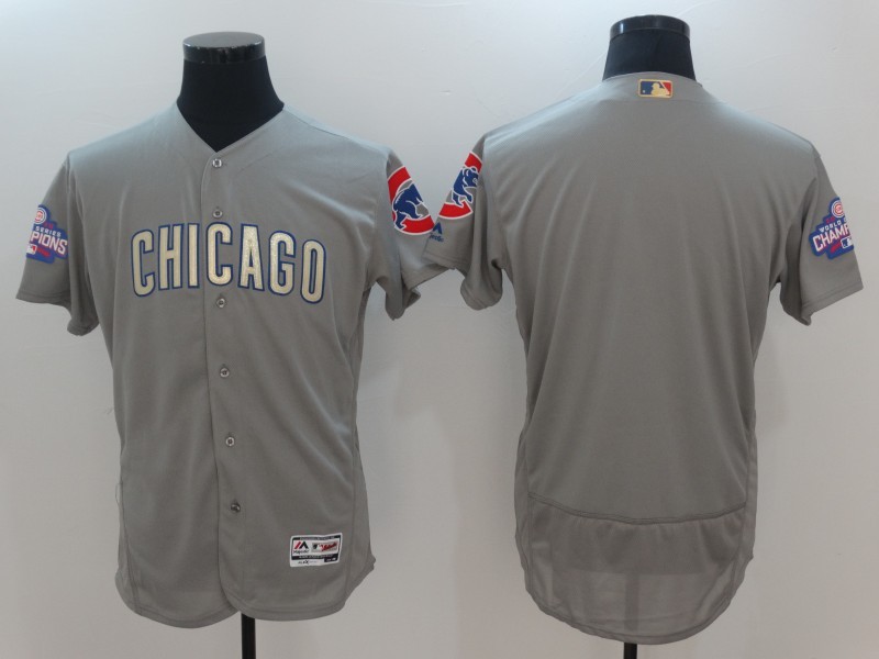 Chicago Cubs Blank Gray World Series Champions Gold Program Flexbase Stitched Jersey - Zenithce