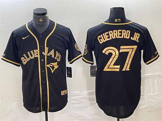 Toronto Blue Jays #27 Vladimir Guerrero Jr. Black Gold Cool Base Stitched Jersey - Zenithce
