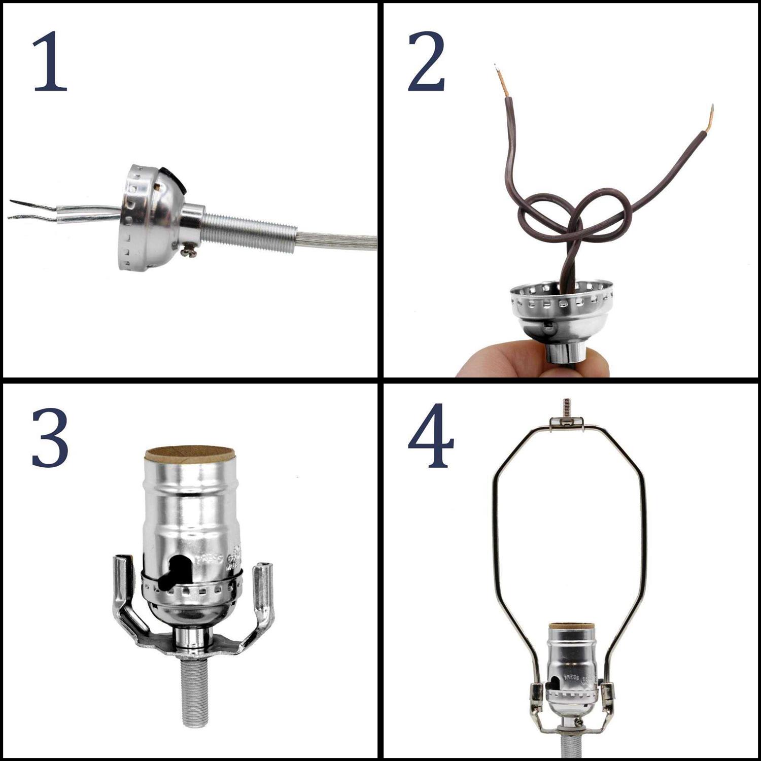 Creative Hobbies E12 Candelabra Socket with 12 Leads, External Threading, Hickey and Finishing Ring - Zenithce