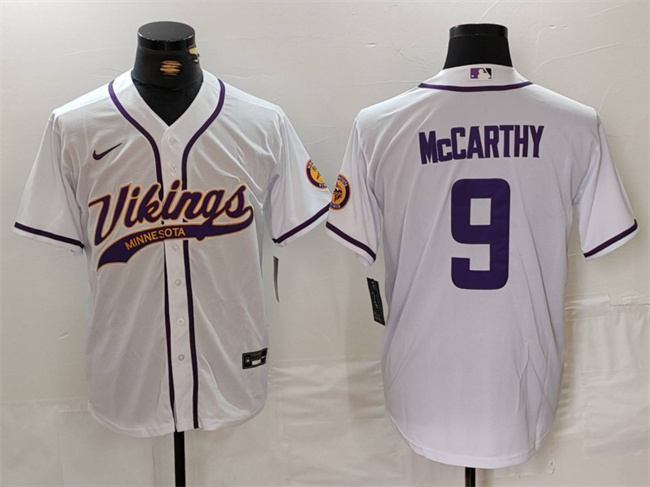 Minnesota Vikings #9 J.J. McCarthy White Cool Base Stitched Jersey - Zenithce