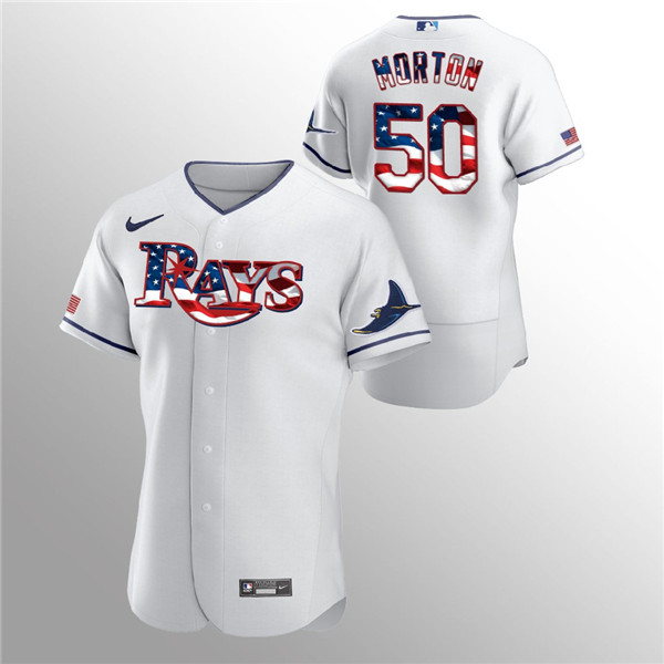 Tampa Bay Rays White #50 Charlie Morton 2020 Stars Stripes Flex Base Stitched Jersey - Zenithce