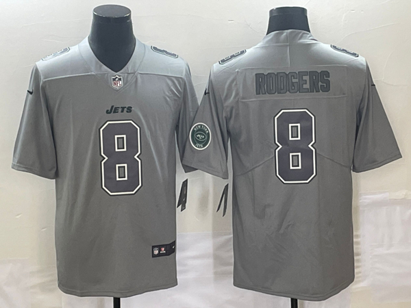 New York Jets #8 Aaron Rodgers Gray With Patch Stitched Jersey - Zenithce