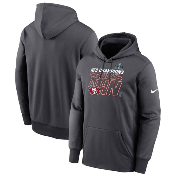 San Francisco 49ers Anthracite 2023 NFC Champions Locker Room Trophy Collection Pullover Hoodie - Zenithce