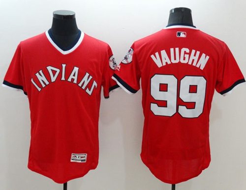 Indians #99 Ricky Vaughn Red Flexbase Authentic Collection 1978 Turn Back The Clock Stitched Jersey - Zenithce