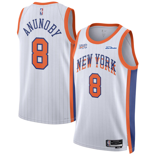 New York Knicks #8 OG Anunoby White 2024-25 City Edition Stitched Jersey - Zenithce
