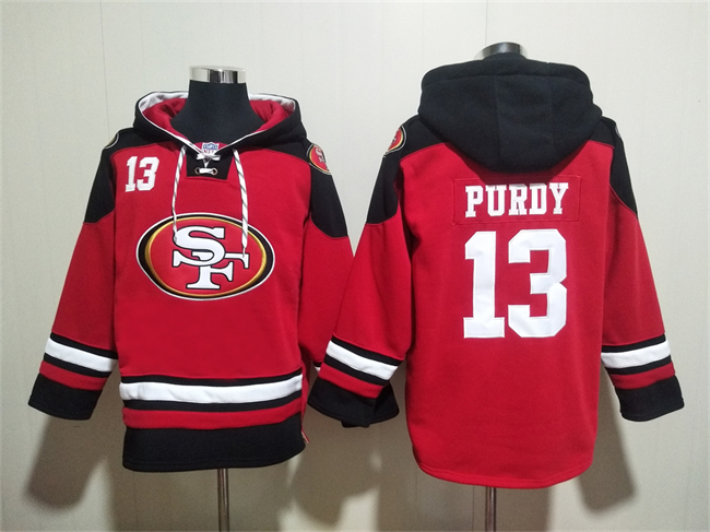 San Francisco 49ers #13 Brock Purdy Red Black Ageless Must-Have Lace-Up Pullover Hoodie - Zenithce