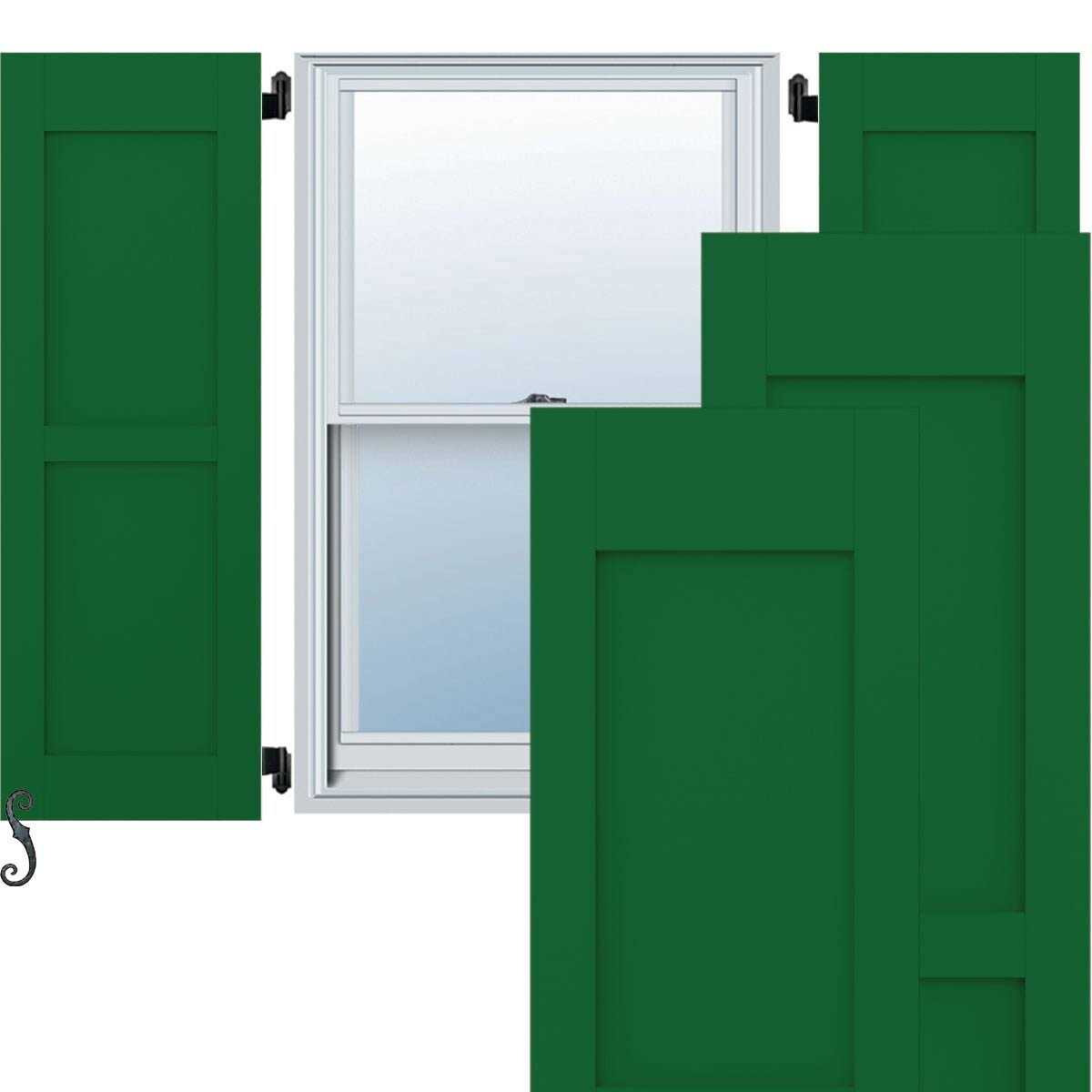 Ekena Millwork Rustic Two Equal Panel Flat Panel Sandblasted Faux Wood Shutters - Zenithce