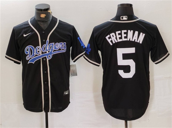 Brooklyn Dodgers #5 Freddie Freeman Black Cool Base With Patch Stitched Jersey - Zenithce