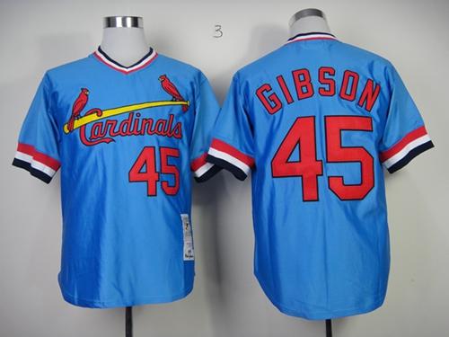 Mitchell And Ness Cardinals #45 Bob Gibson Blue Throwback Stitched Jersey - Zenithce