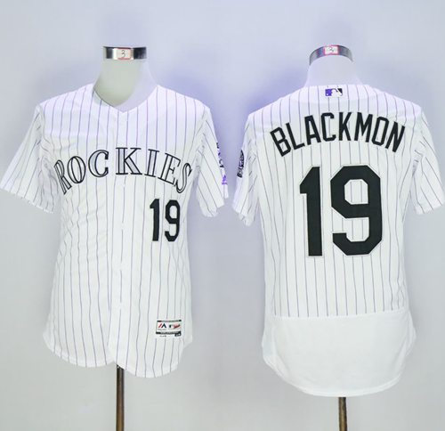 Rockies #19 Charlie Blackmon White Strip Flexbase Authentic Collection Stitched Jersey - Zenithce