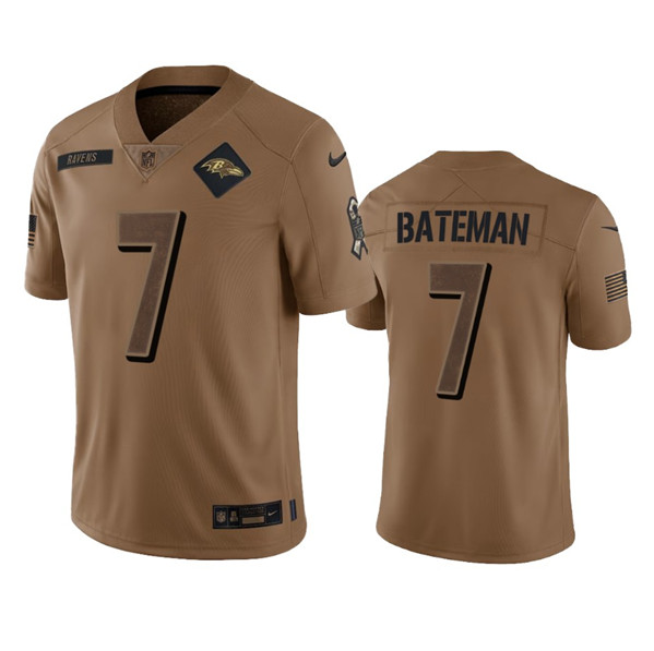 Baltimore Ravens #7 Rashod Bateman 2023 Brown Salute To Service Limited Stitched Jersey - Zenithce