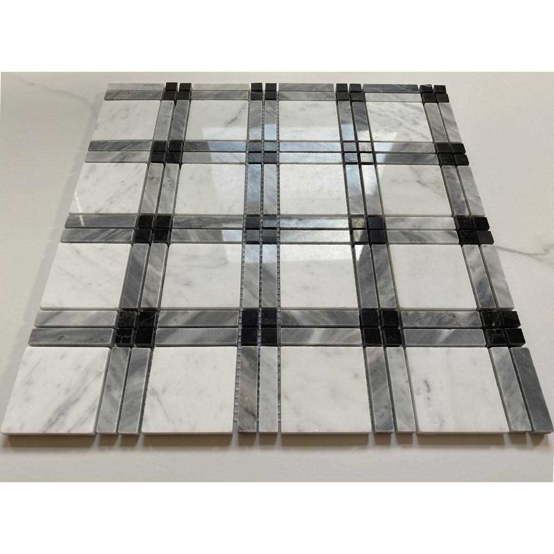 Marble Online Carrara Venato White Marble Circle Bubble Mosaic Tile Polished - Zenithce