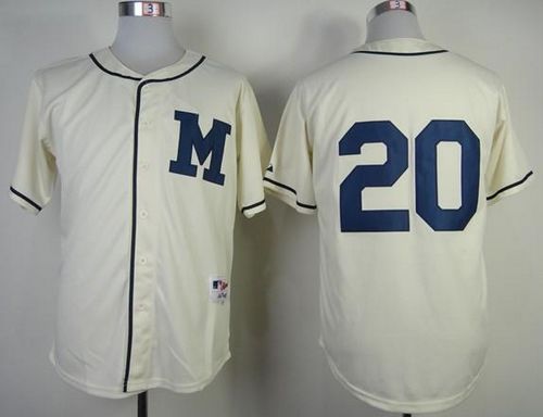 Brewers #20 Jonathan Lucroy Cream 1913 Turn Back The Clock Stitched Jersey - Zenithce