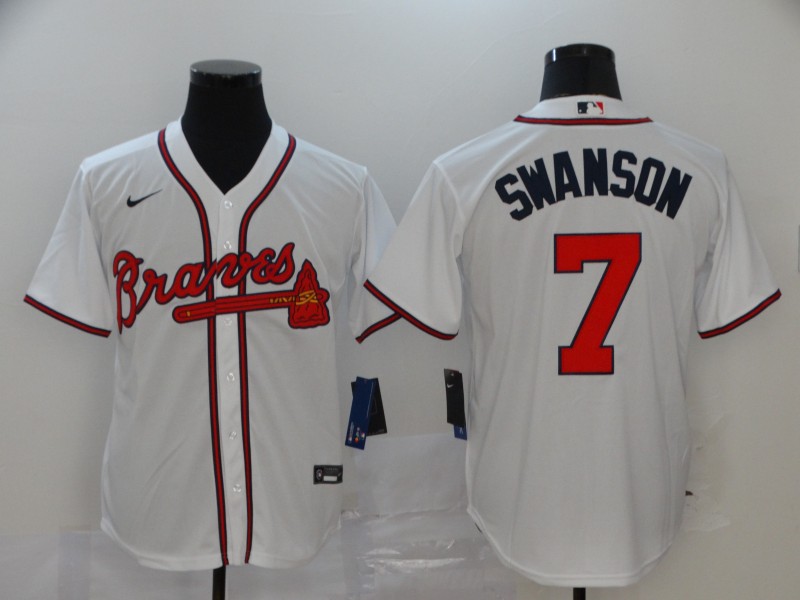 Atlanta Braves #7 Dansby Swanson White Cool Base Stitched Jersey - Zenithce