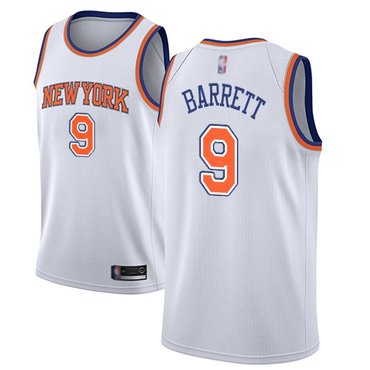 Knicks #9 R.J. Barrett White Swingman Statement Edition Jersey - Zenithce
