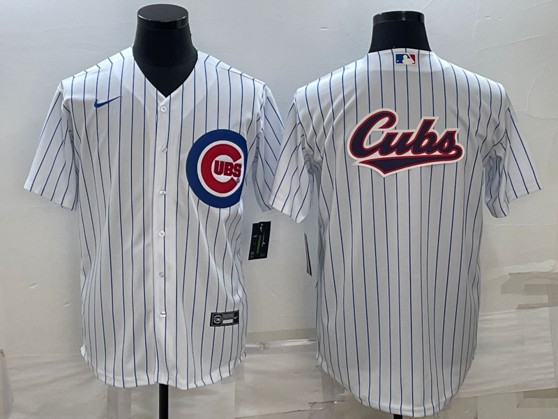Chicago Cubs White Team Big Logo Cool Base Stitched Jersey - Zenithce