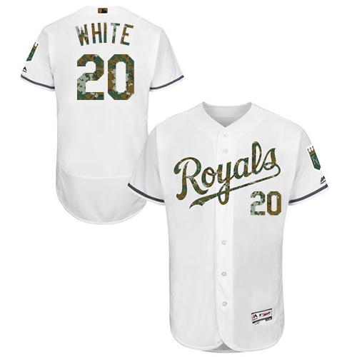 Royals #20 Frank White White Flexbase Authentic Collection 2016 Memorial Day Stitched Jersey - Zenithce